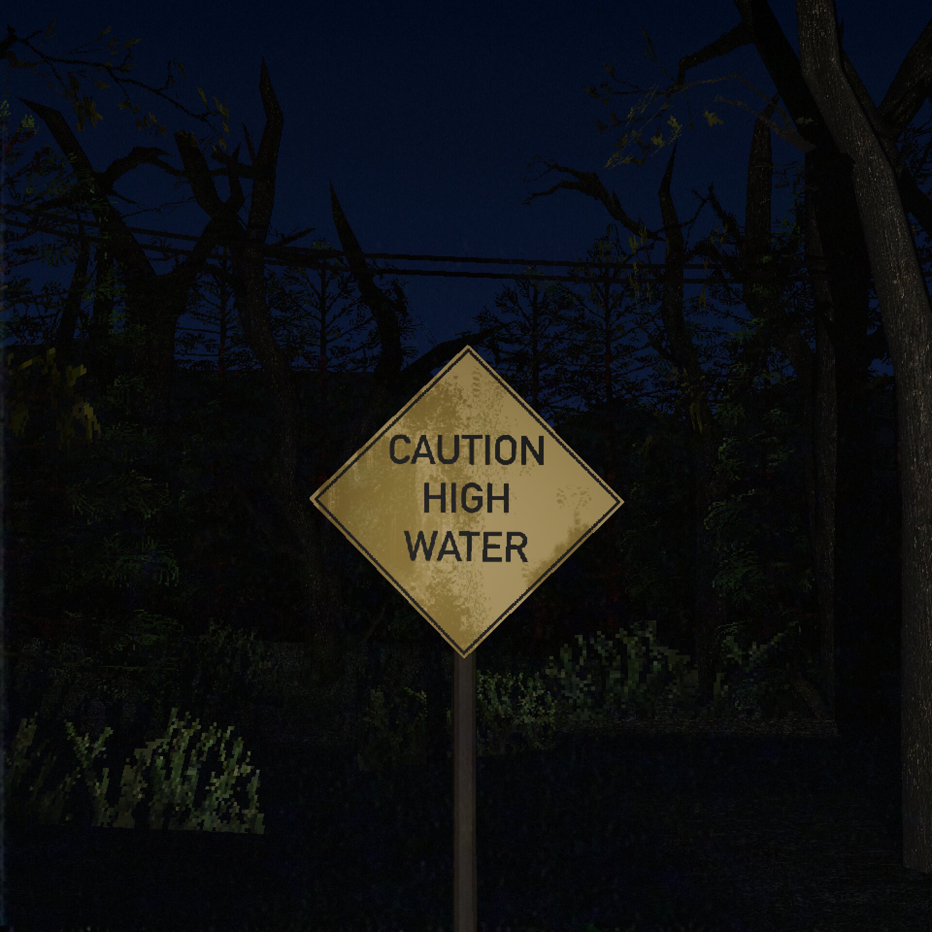 caution high water sign